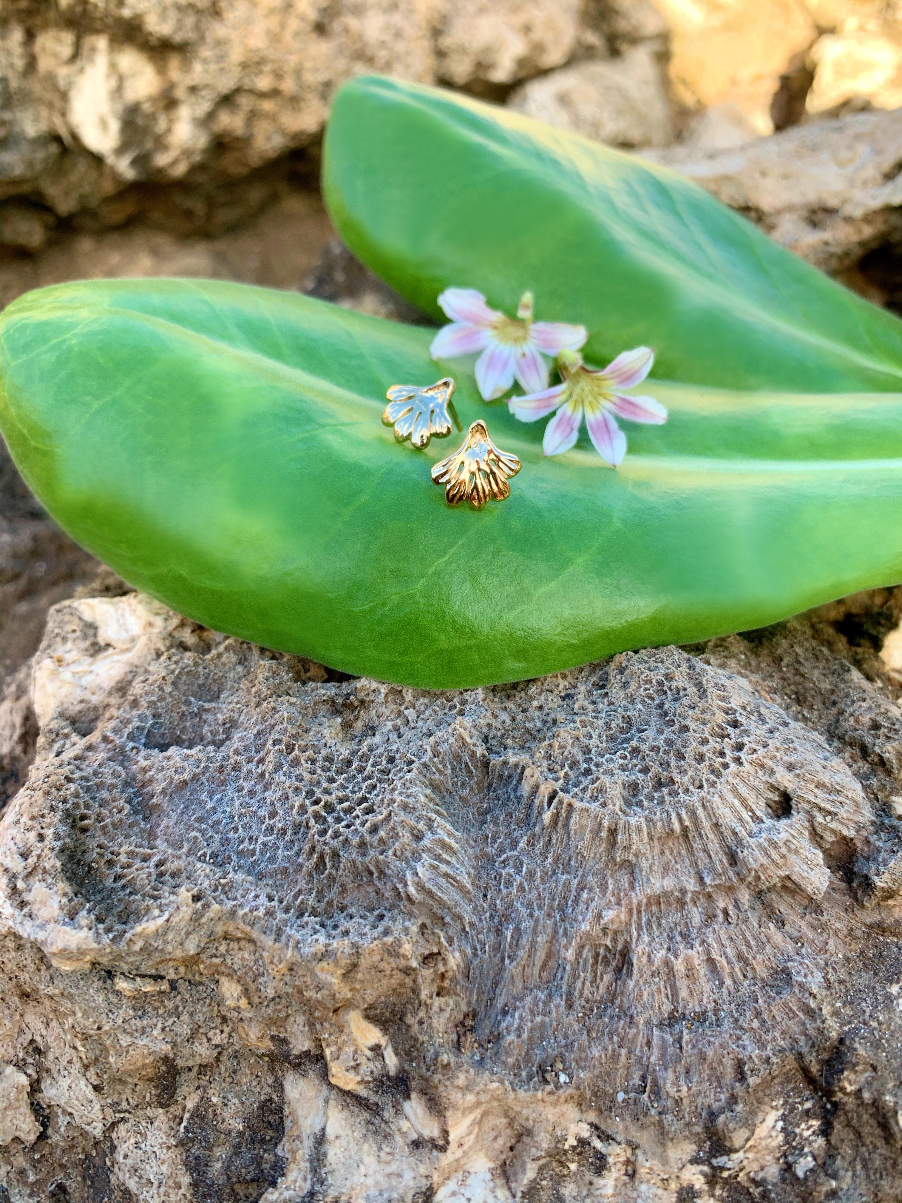 Beach Naupaka Earrings, Half discount Flower, Hawaii, 14K Gold-filled, Sterling Silver, 14K Rose Gold-filled